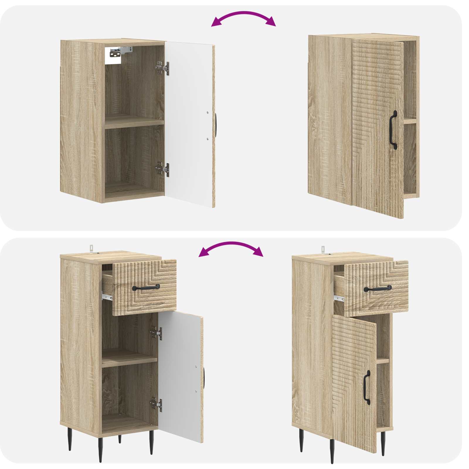 Set di Mobili da Bagno da 4 Pezzi HAARLEM Rovere Sonoma | homemem39