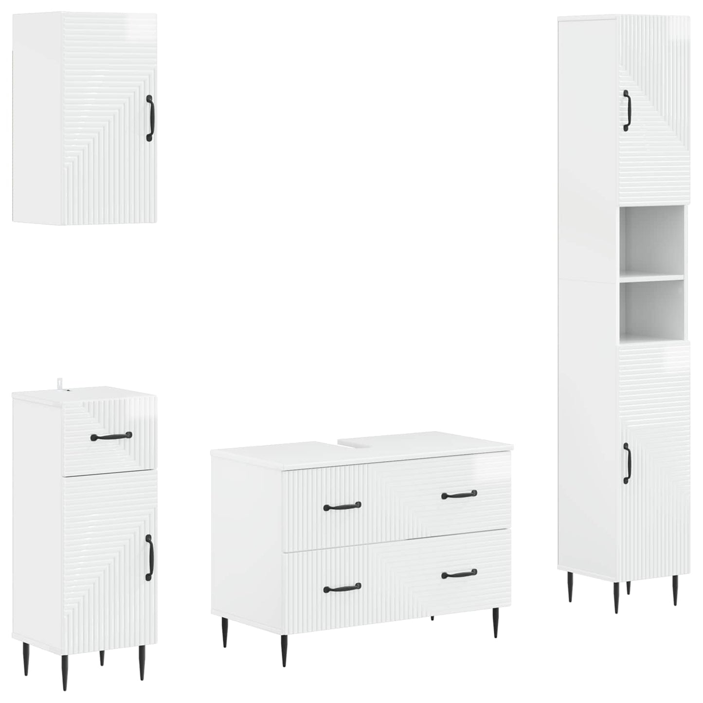 Set di Mobili da Bagno da 4 Pezzi HAARLEM Bianco Lucido | homemem39