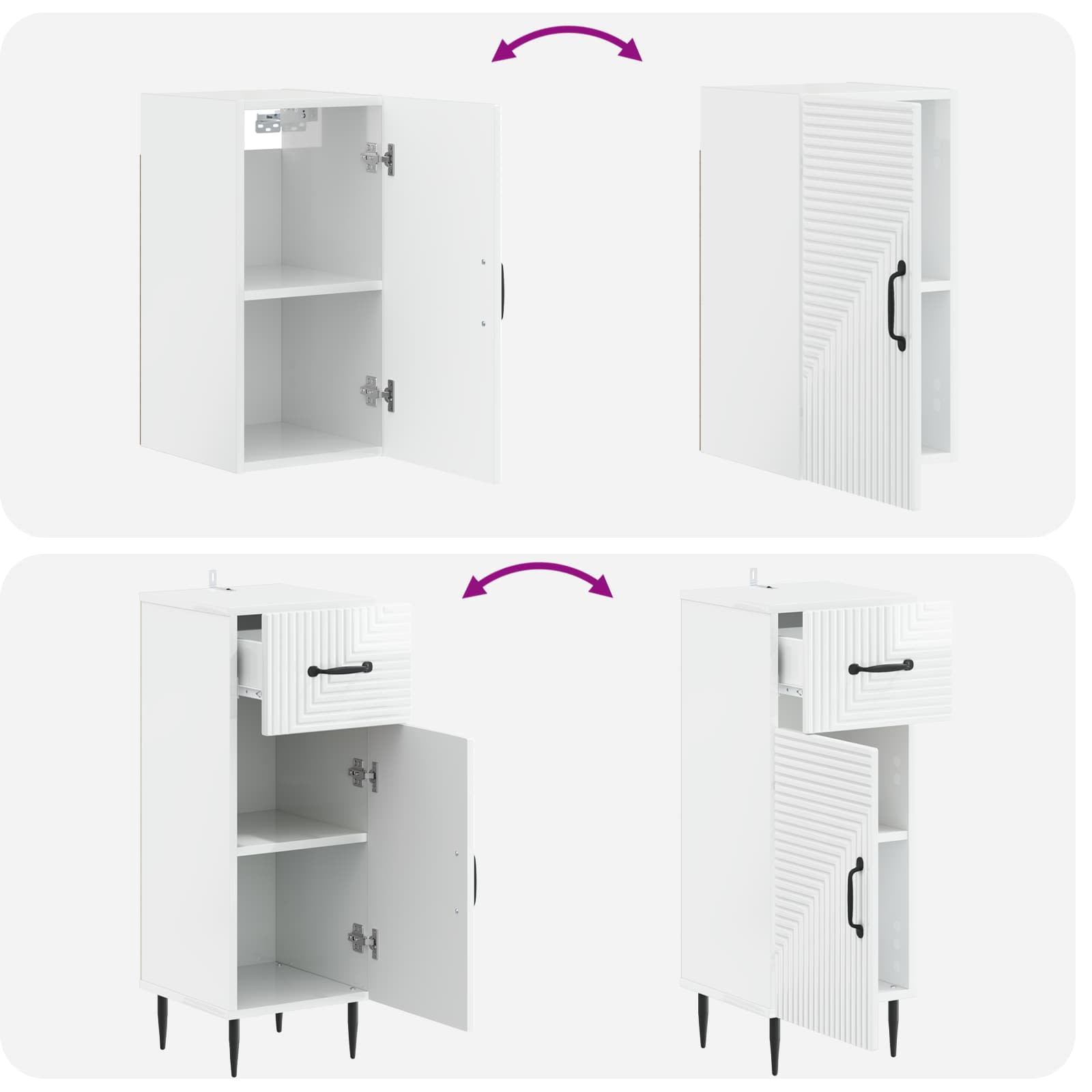 Set di Mobili da Bagno da 4 Pezzi HAARLEM Bianco Lucido | homemem39