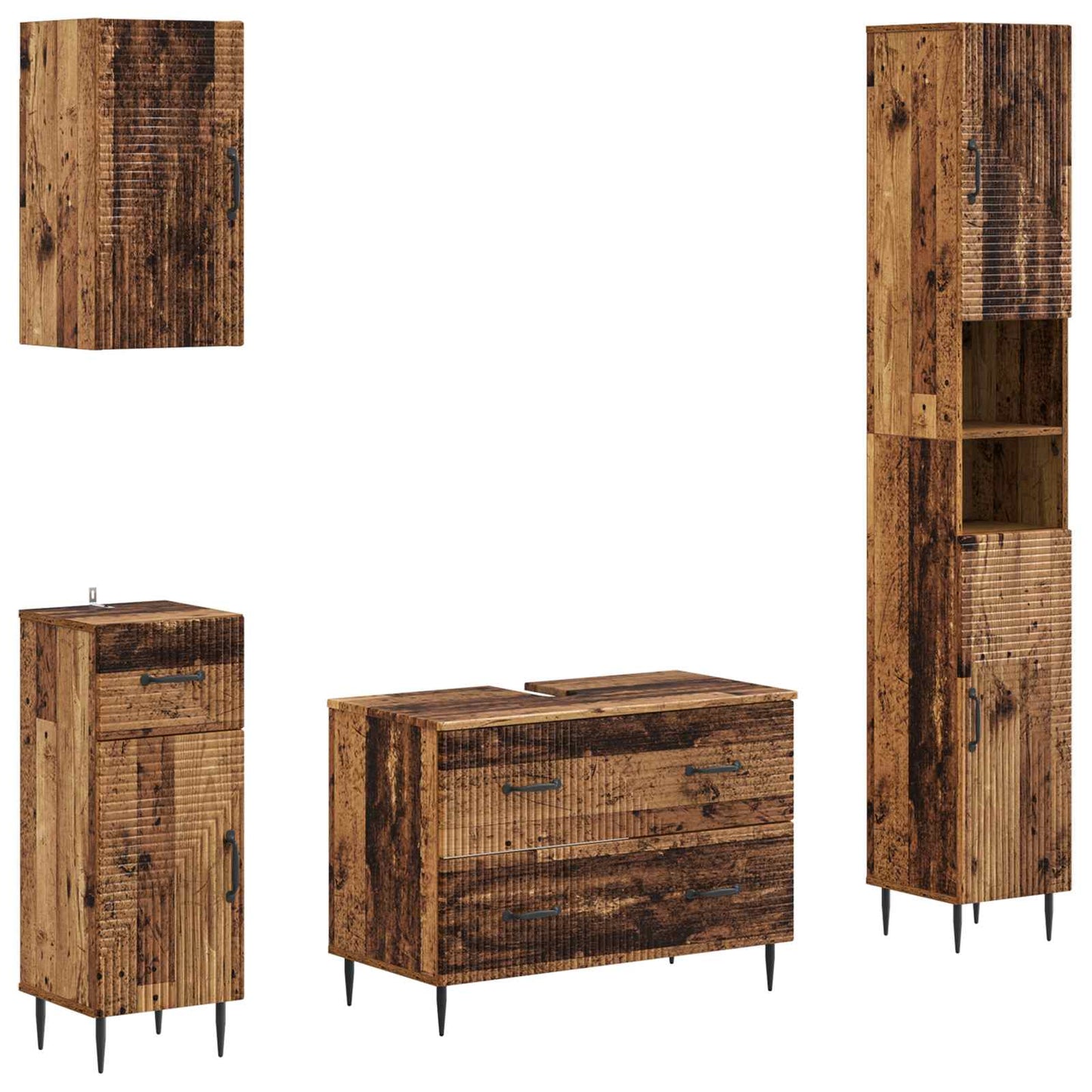 Set di Mobili da Bagno da 4 Pezzi HAARLEM Legno antico | homemem39