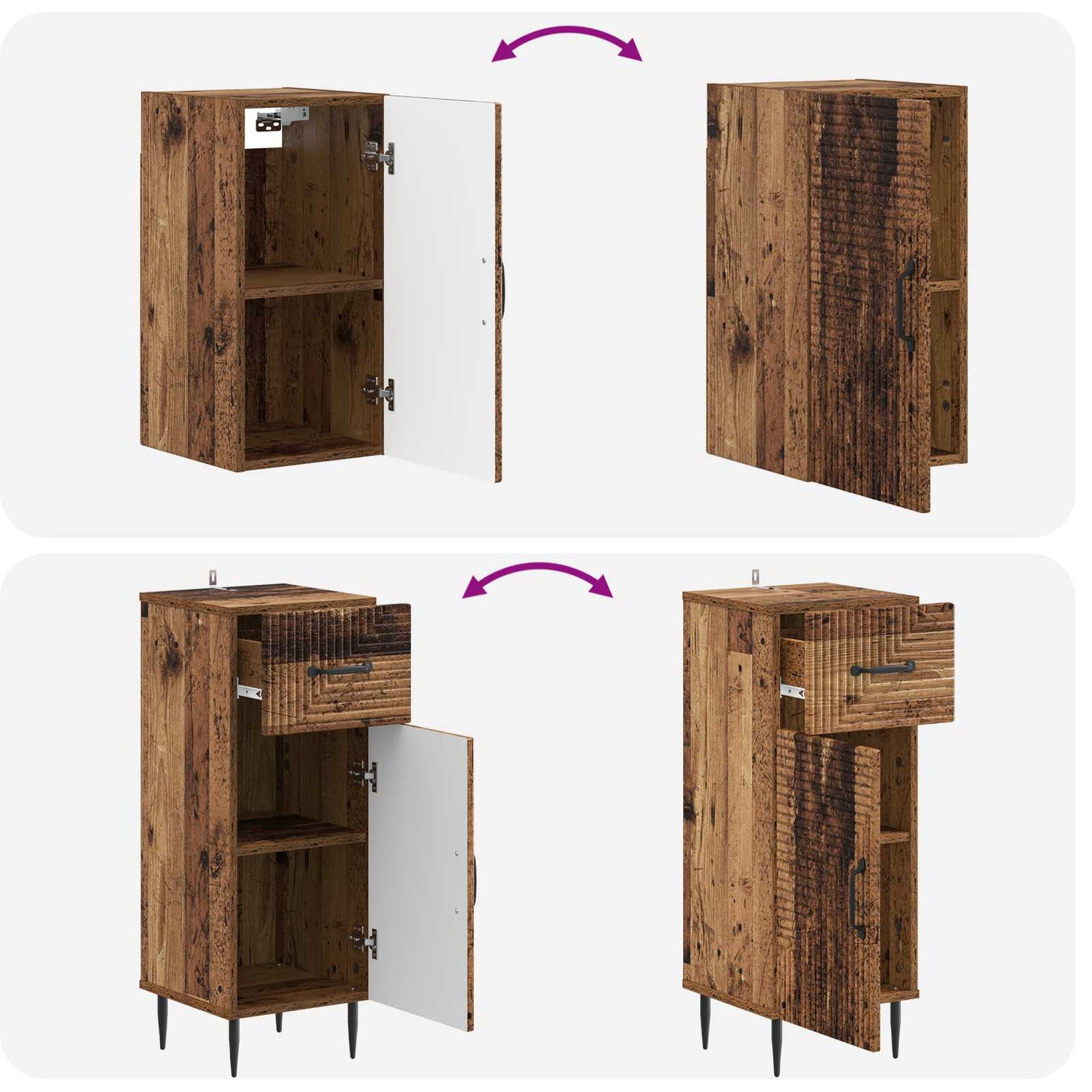 Set di Mobili da Bagno da 4 Pezzi HAARLEM Legno antico | homemem39