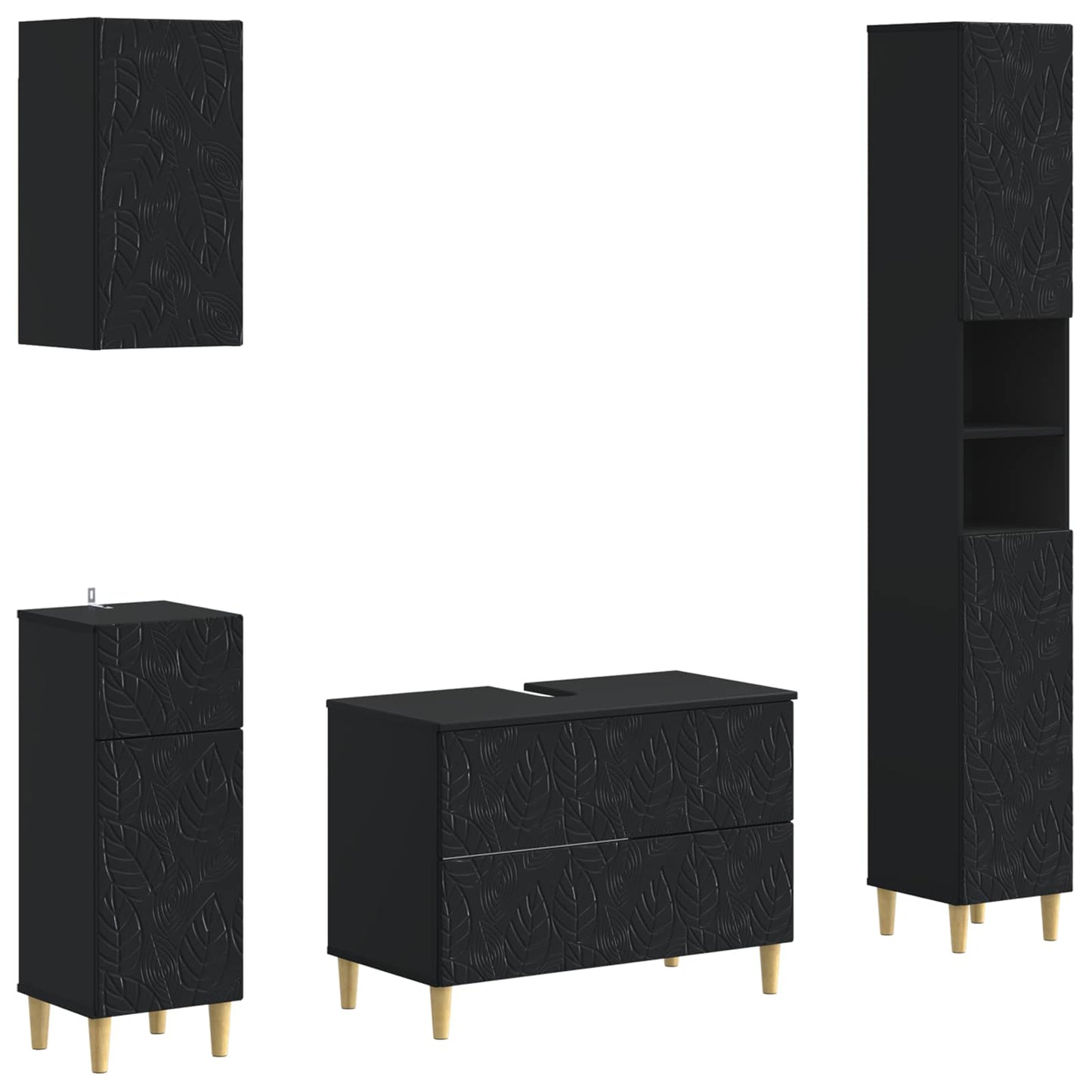 Set di Mobili da Bagno da 4 Pezzi DELFT Nero | homemem39