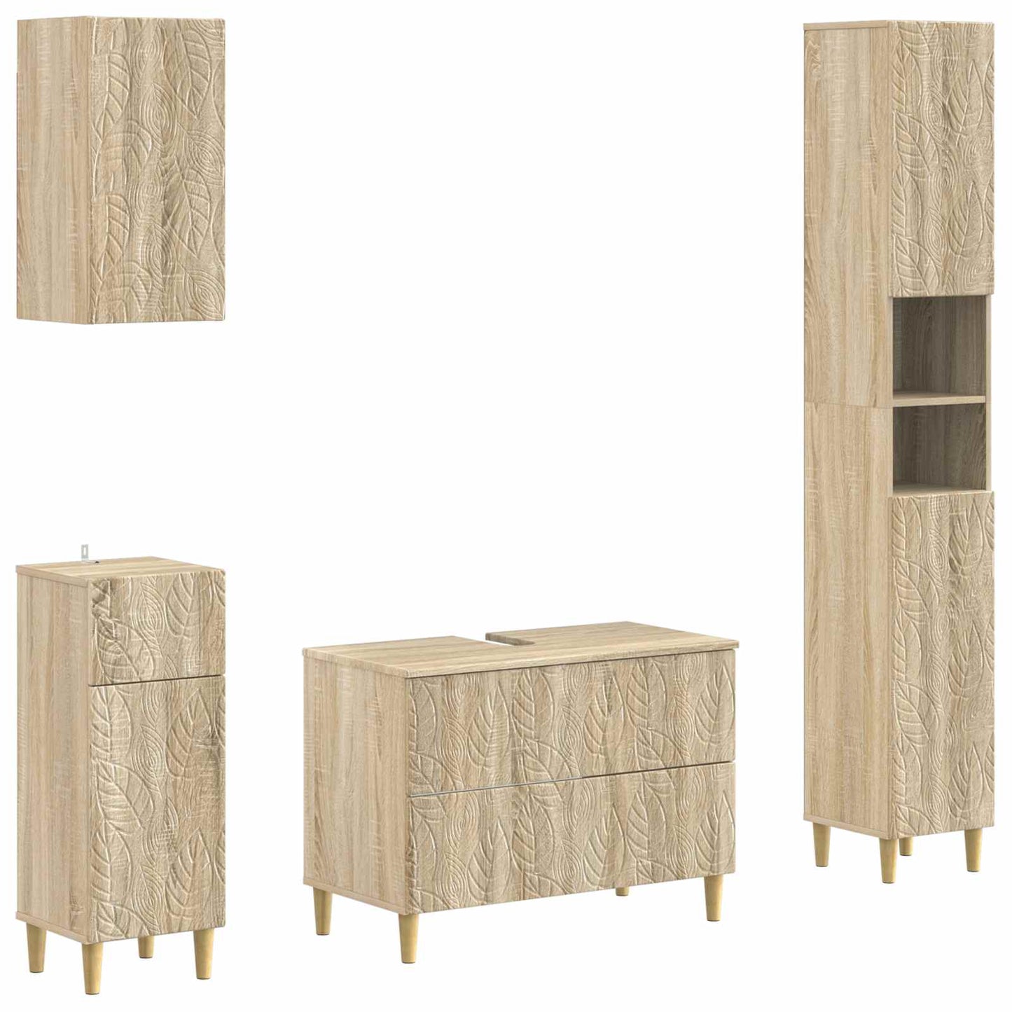 Set di Mobili da Bagno da 4 Pezzi DELFT Rovere Sonoma | homemem39