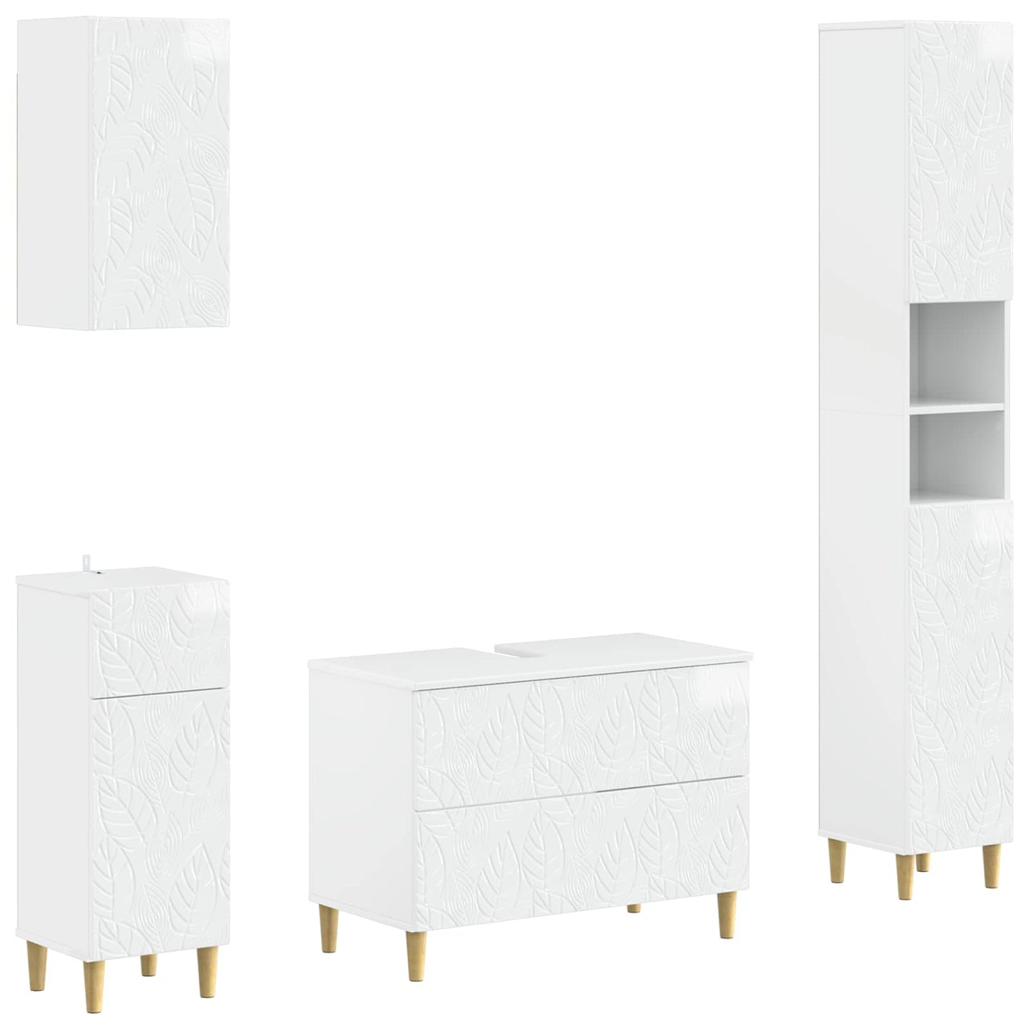 Set di Mobili da Bagno da 4 Pezzi DELFT Bianco Lucido
