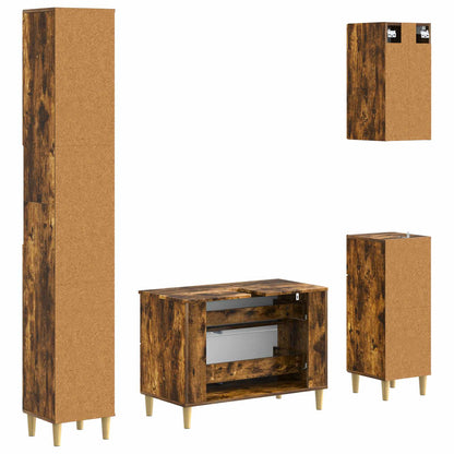 Set di Mobili da Bagno da 4 Pezzi DELFT Rovere Fumo | homemem39