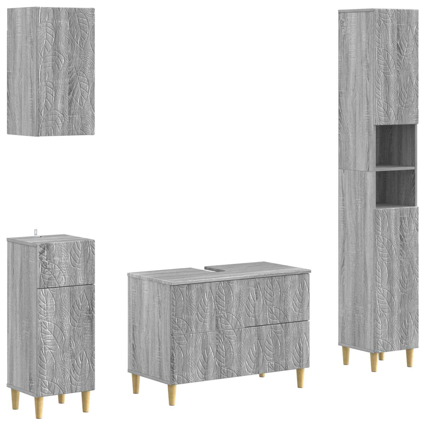 Set di Mobili da Bagno da 4 Pezzi DELFT Sonoma grigio