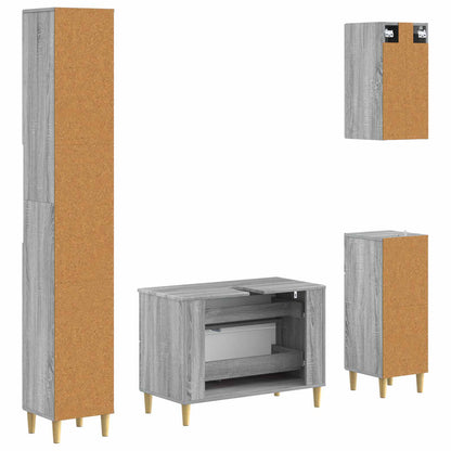 Set di Mobili da Bagno da 4 Pezzi DELFT Sonoma grigio