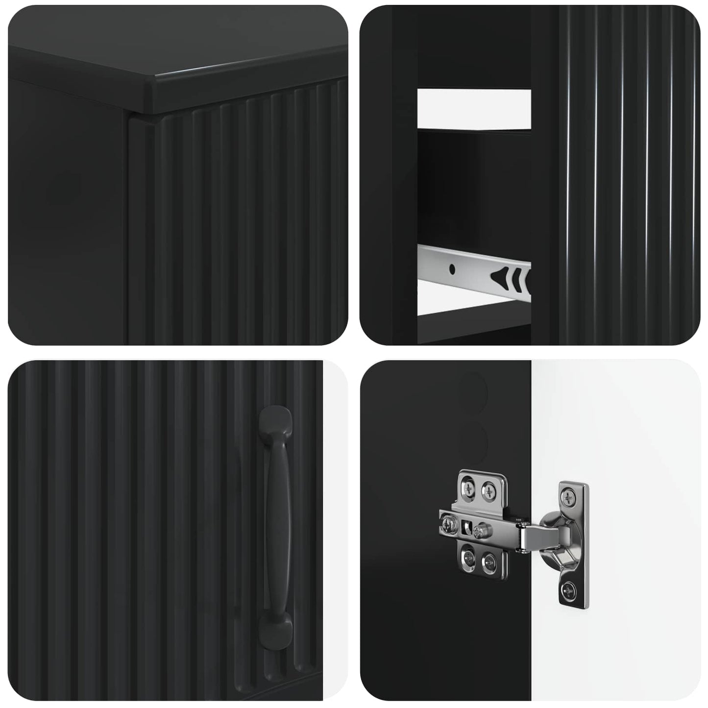 Set di Mobili da Bagno da 4 Pezzi HOORN Nero | homemem39