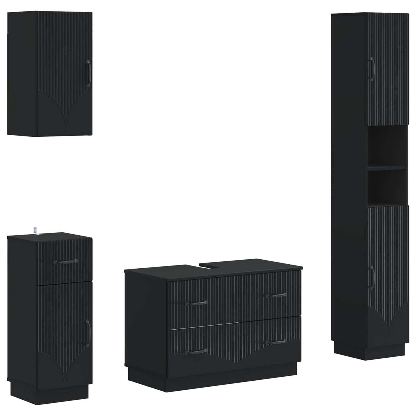 Set di Mobili da Bagno da 4 Pezzi HOORN Nero | homemem39