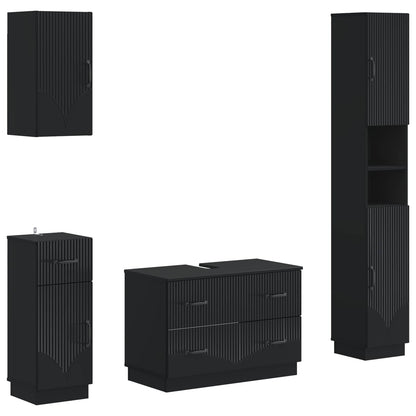 Set di Mobili da Bagno da 4 Pezzi HOORN Nero | homemem39