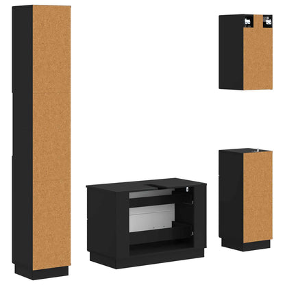 Set di Mobili da Bagno da 4 Pezzi HOORN Nero | homemem39