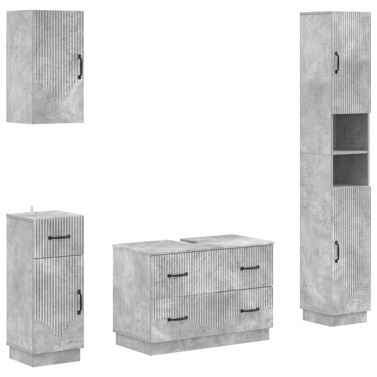 Set di Mobili da Bagno da 4 Pezzi HOORN Grigio Cemento | homemem39