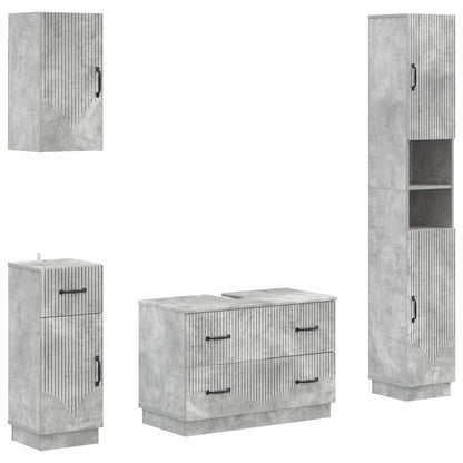 Set di Mobili da Bagno da 4 Pezzi HOORN Grigio Cemento | homemem39