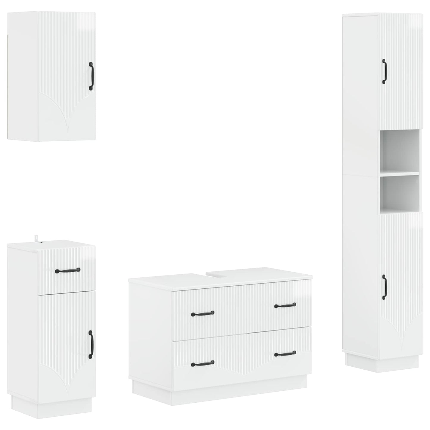 Set di Mobili da Bagno da 4 Pezzi HOORN Bianco Lucido | homemem39