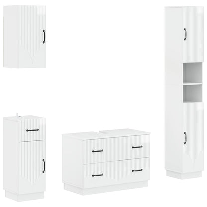 Set di Mobili da Bagno da 4 Pezzi HOORN Bianco Lucido | homemem39