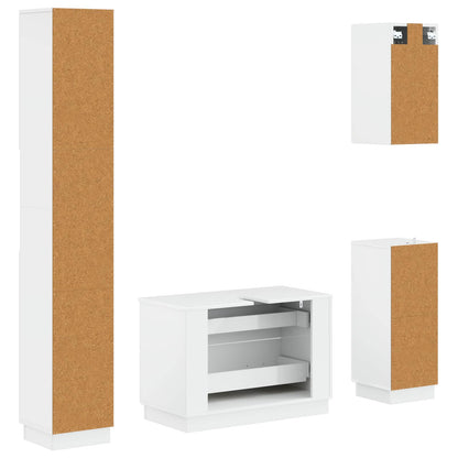 Set di Mobili da Bagno da 4 Pezzi HOORN Bianco Lucido | homemem39