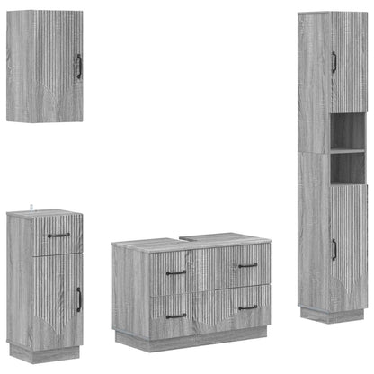 Set di Mobili da Bagno da 4 Pezzi HOORN Sonoma grigio