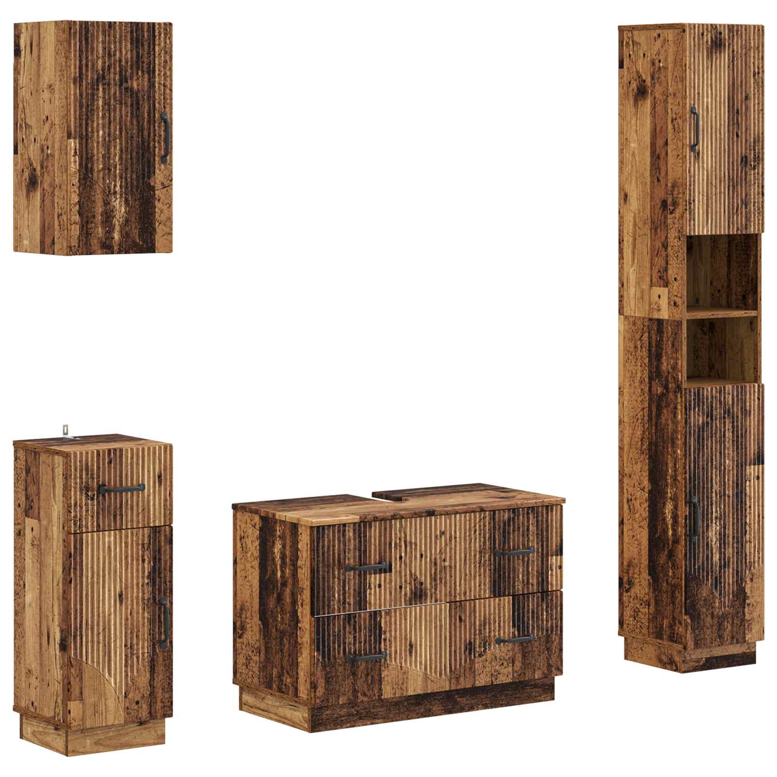 Set di Mobili da Bagno da 4 Pezzi HOORN Legno antico | homemem39