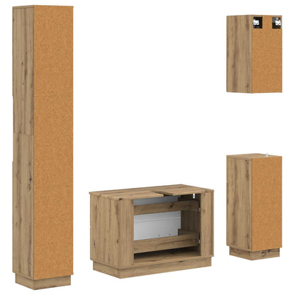 Set di Mobili da Bagno da 4 Pezzi HOORN Rovere Artigianale | homemem39