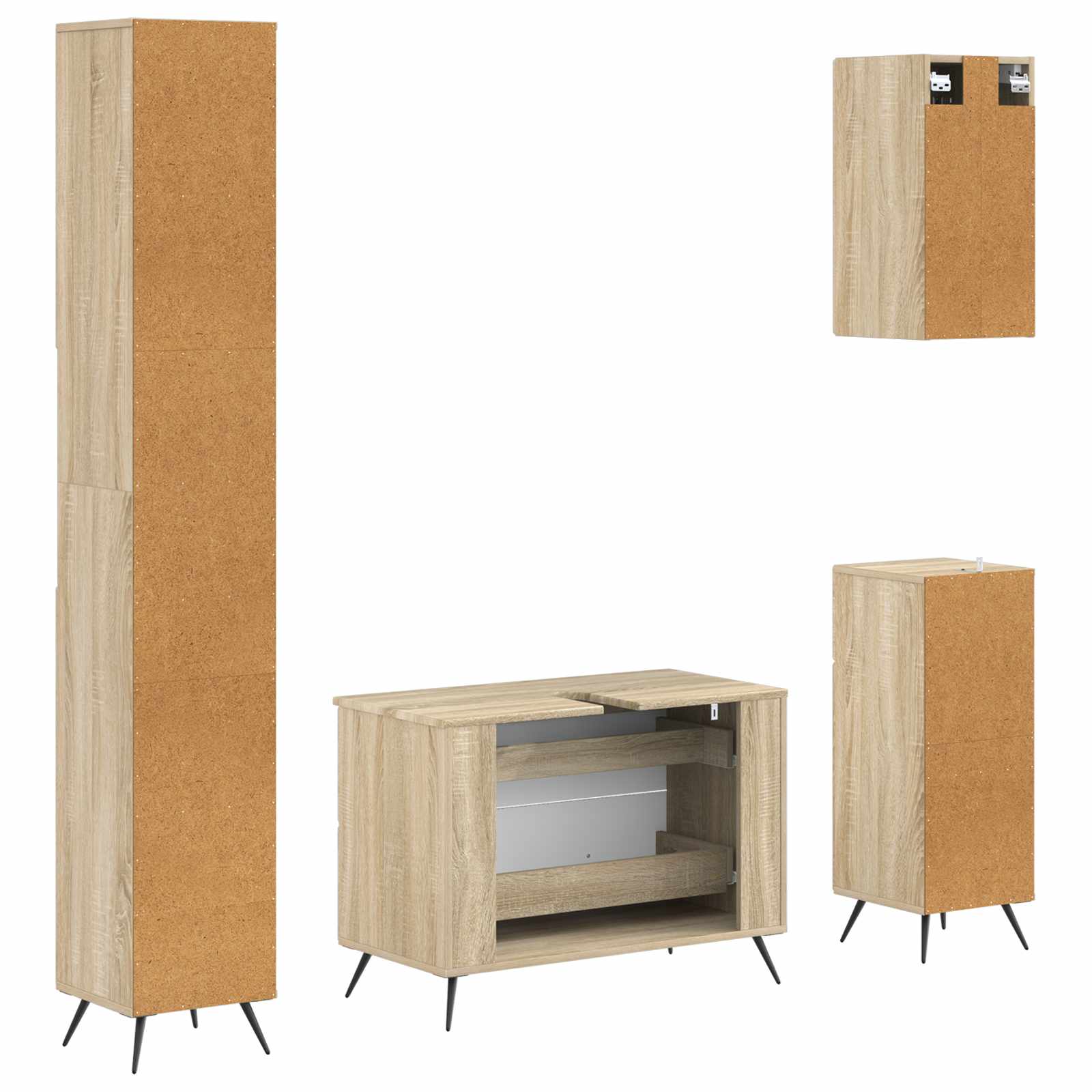 Set di Mobili da Bagno da 4 Pezzi BREDA Rovere Sonoma | homemem39