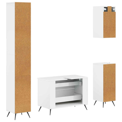 Set di Mobili da Bagno da 4 Pezzi BREDA Bianco Lucido | homemem39