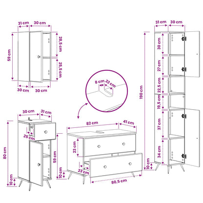Set di Mobili da Bagno da 4 Pezzi BREDA Bianco Lucido | homemem39