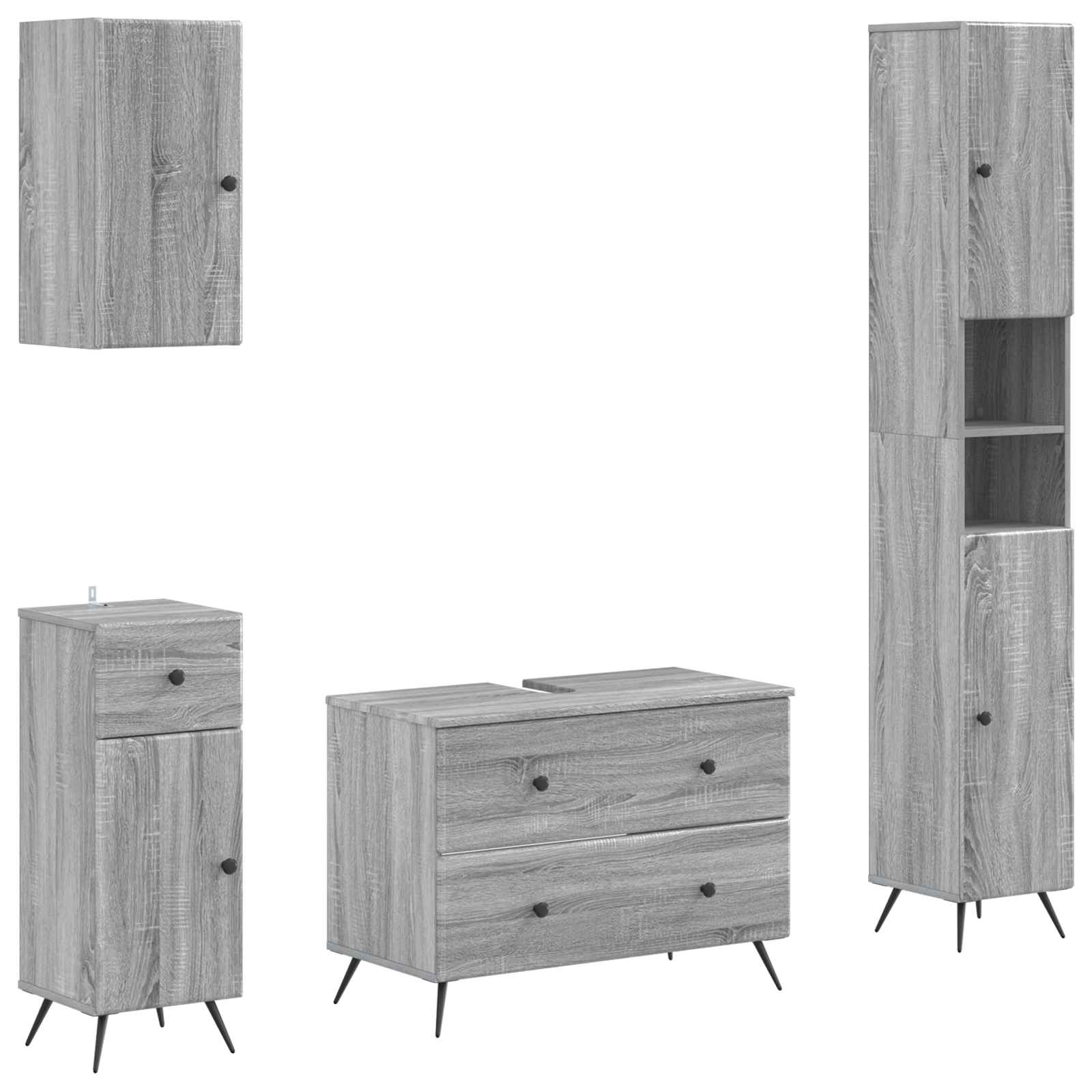 Set di Mobili da Bagno da 4 Pezzi BREDA Sonoma grigio | homemem39