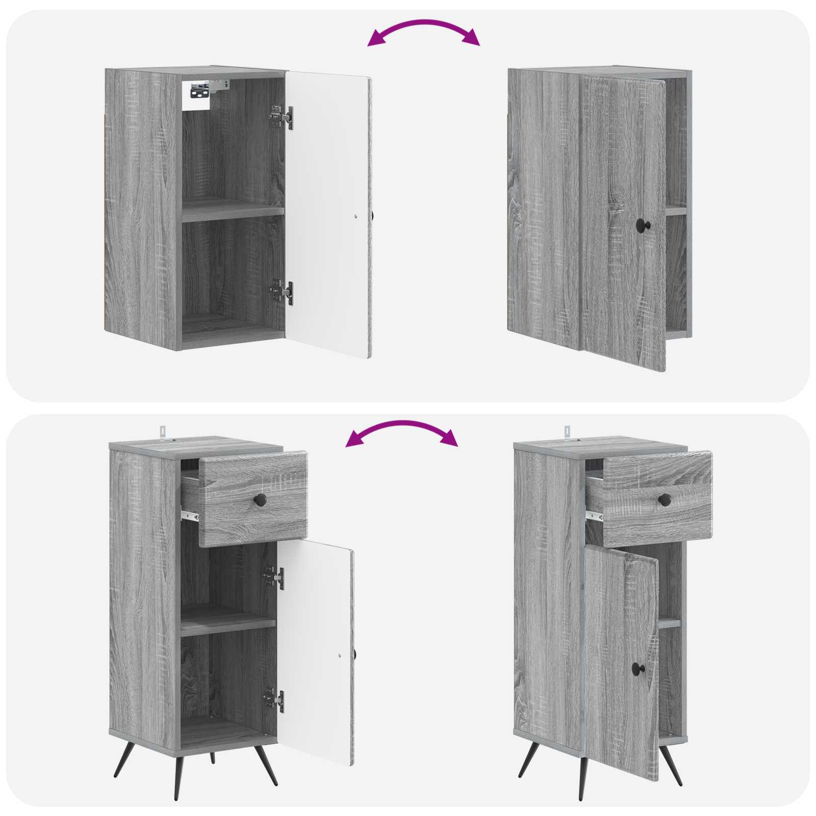 Set di Mobili da Bagno da 4 Pezzi BREDA Sonoma grigio | homemem39