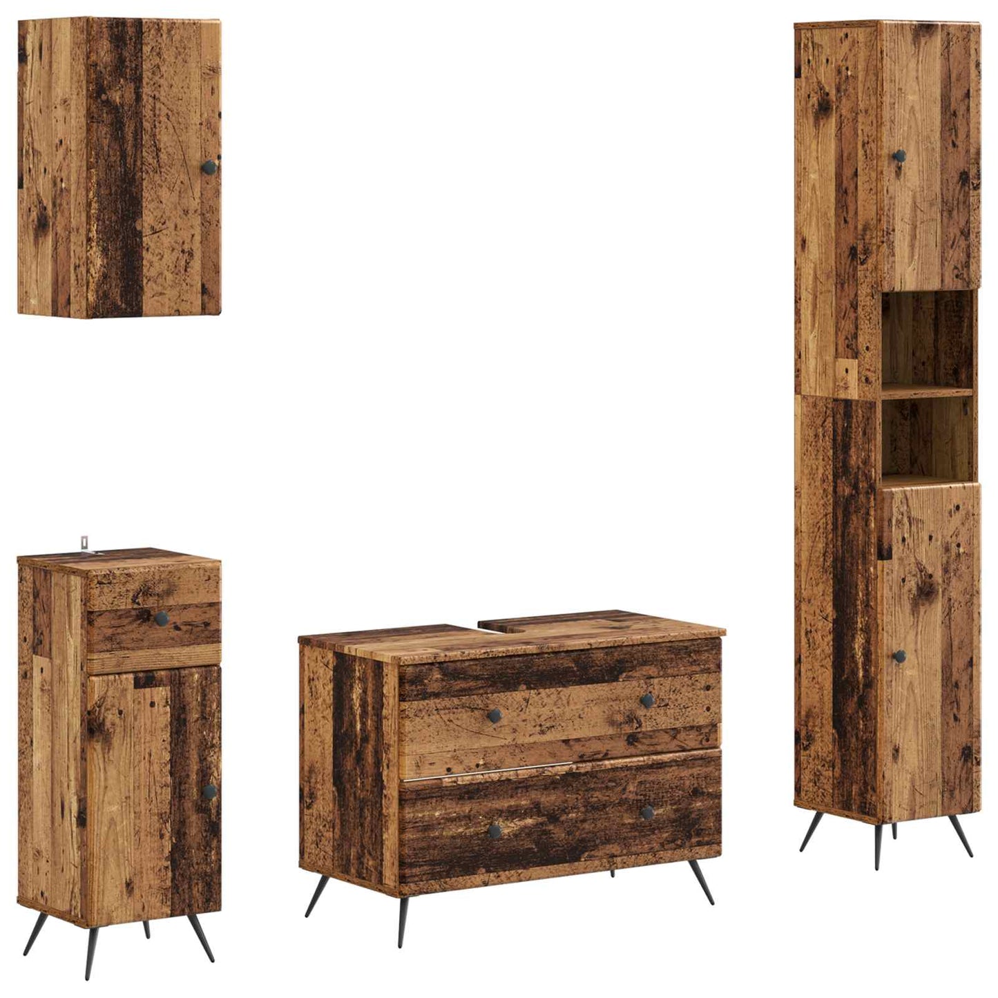 Set di Mobili da Bagno da 4 Pezzi BREDA Legno antico | homemem39