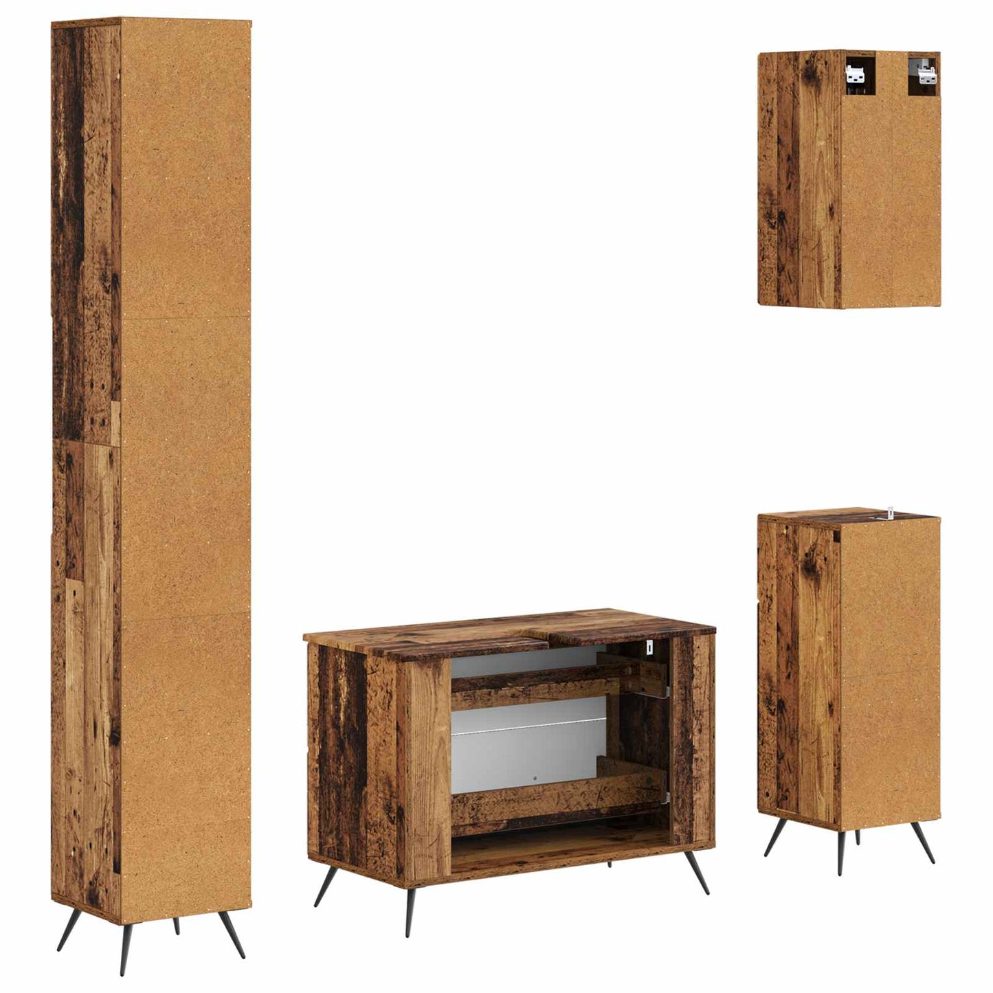 Set di Mobili da Bagno da 4 Pezzi BREDA Legno antico | homemem39
