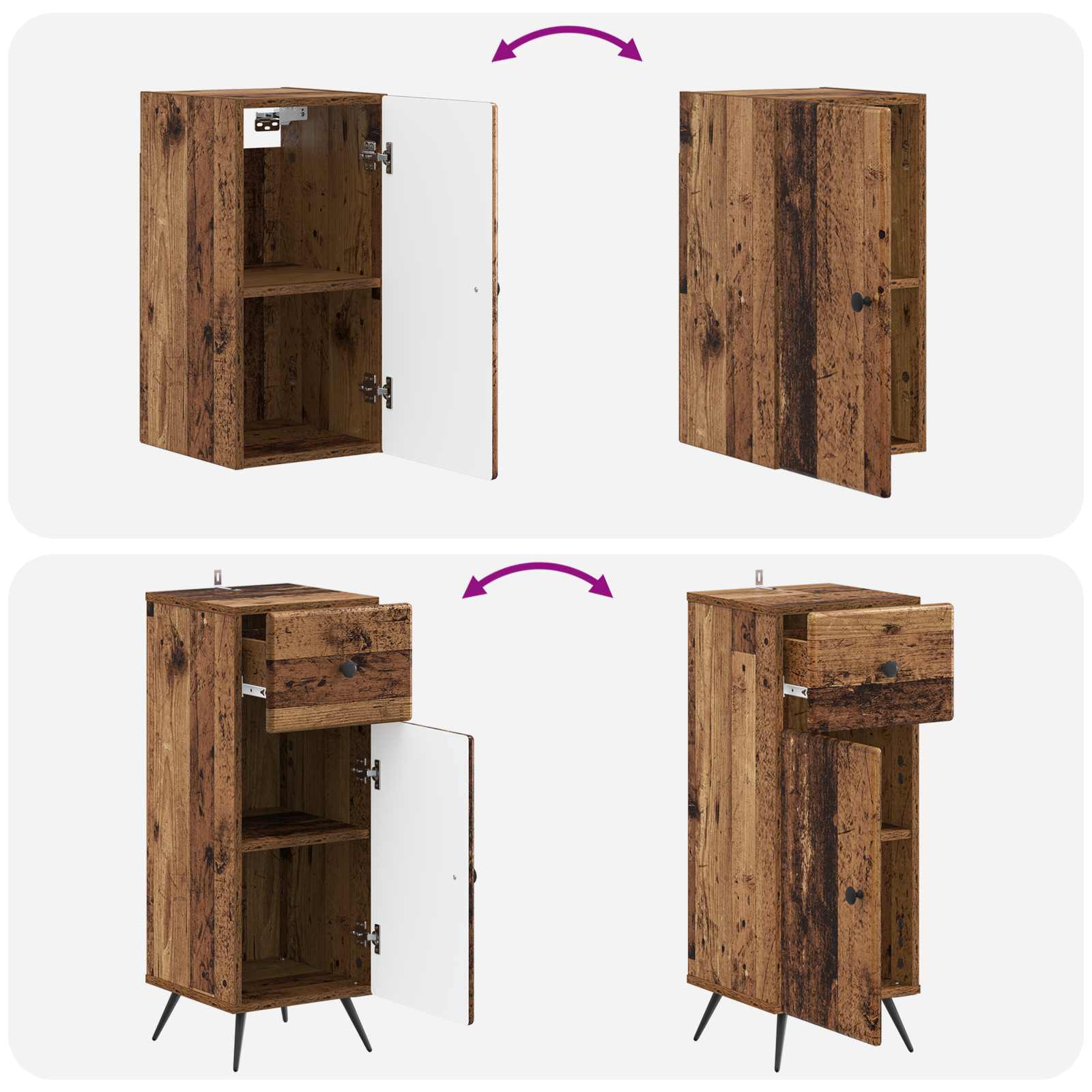 Set di Mobili da Bagno da 4 Pezzi BREDA Legno antico | homemem39