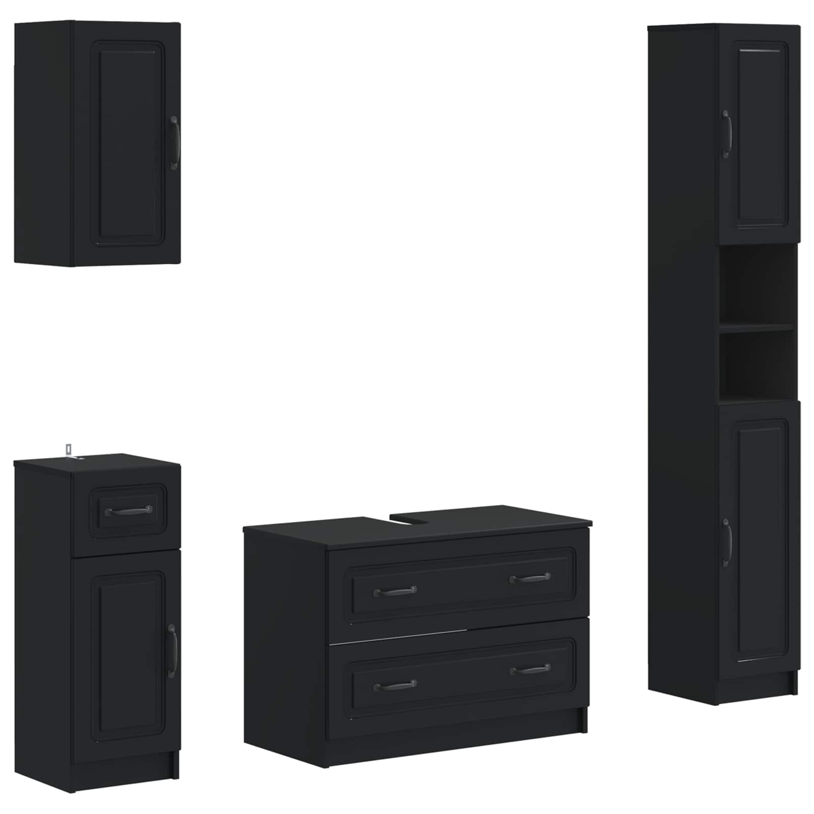Set di Mobili da Bagno da 4 Pezzi UTRECHT Nero | homemem39