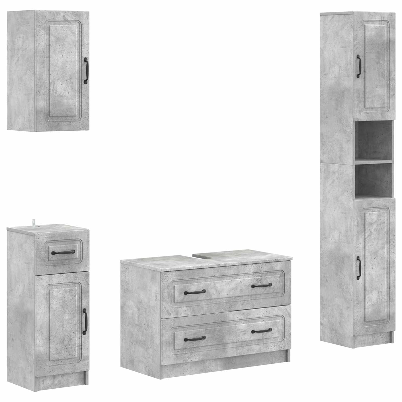 Set di Mobili da Bagno da 4 Pezzi UTRECHT Grigio Cemento | homemem39