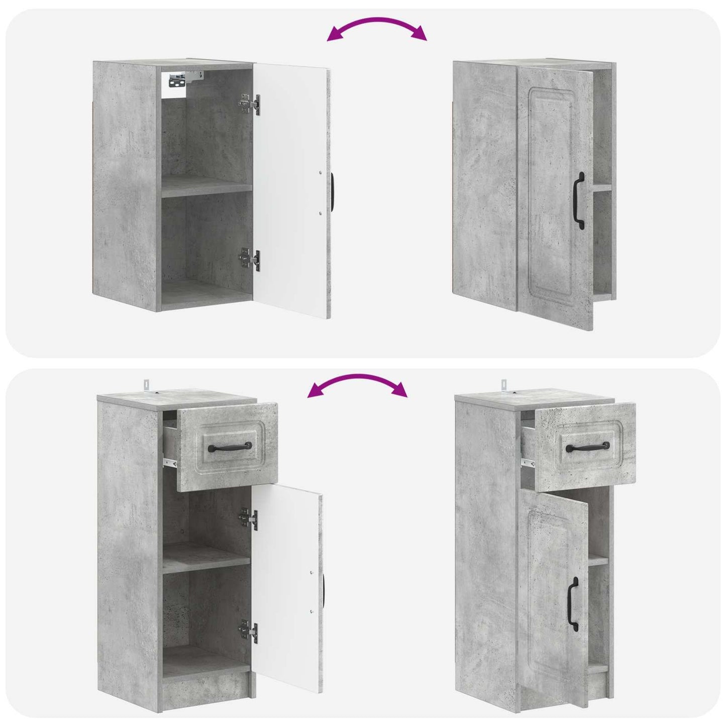 Set di Mobili da Bagno da 4 Pezzi UTRECHT Grigio Cemento | homemem39
