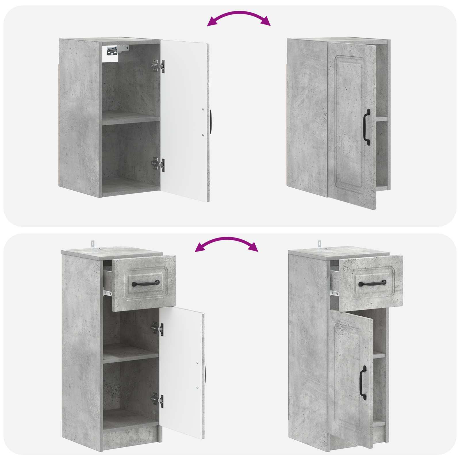 Set di Mobili da Bagno da 4 Pezzi UTRECHT Grigio Cemento | homemem39
