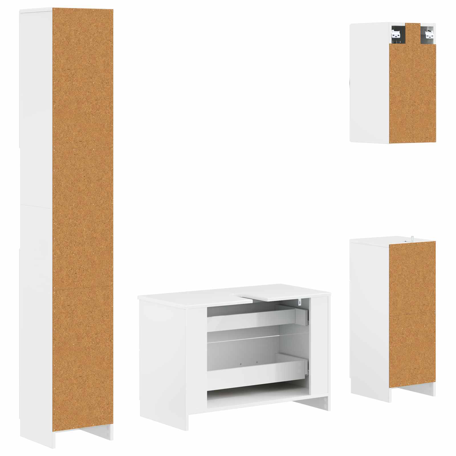 Set di Mobili da Bagno da 4 Pezzi UTRECHT Bianco Lucido | homemem39