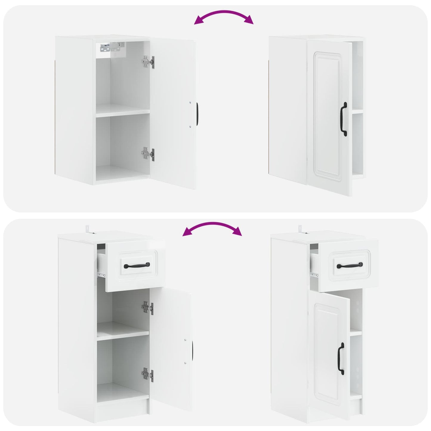 Set di Mobili da Bagno da 4 Pezzi UTRECHT Bianco Lucido | homemem39