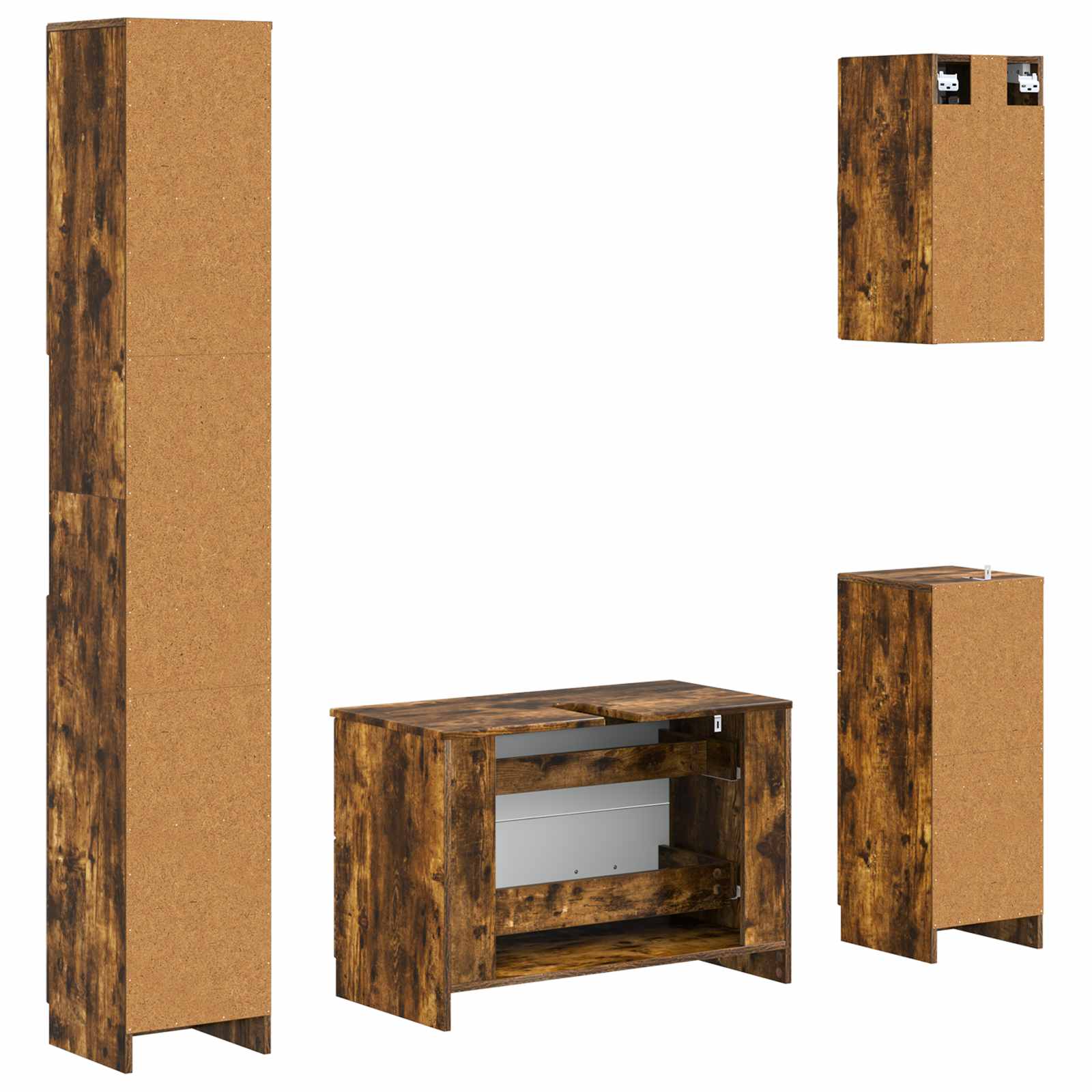 Set di Mobili da Bagno da 4 Pezzi UTRECHT Rovere Fumo | homemem39