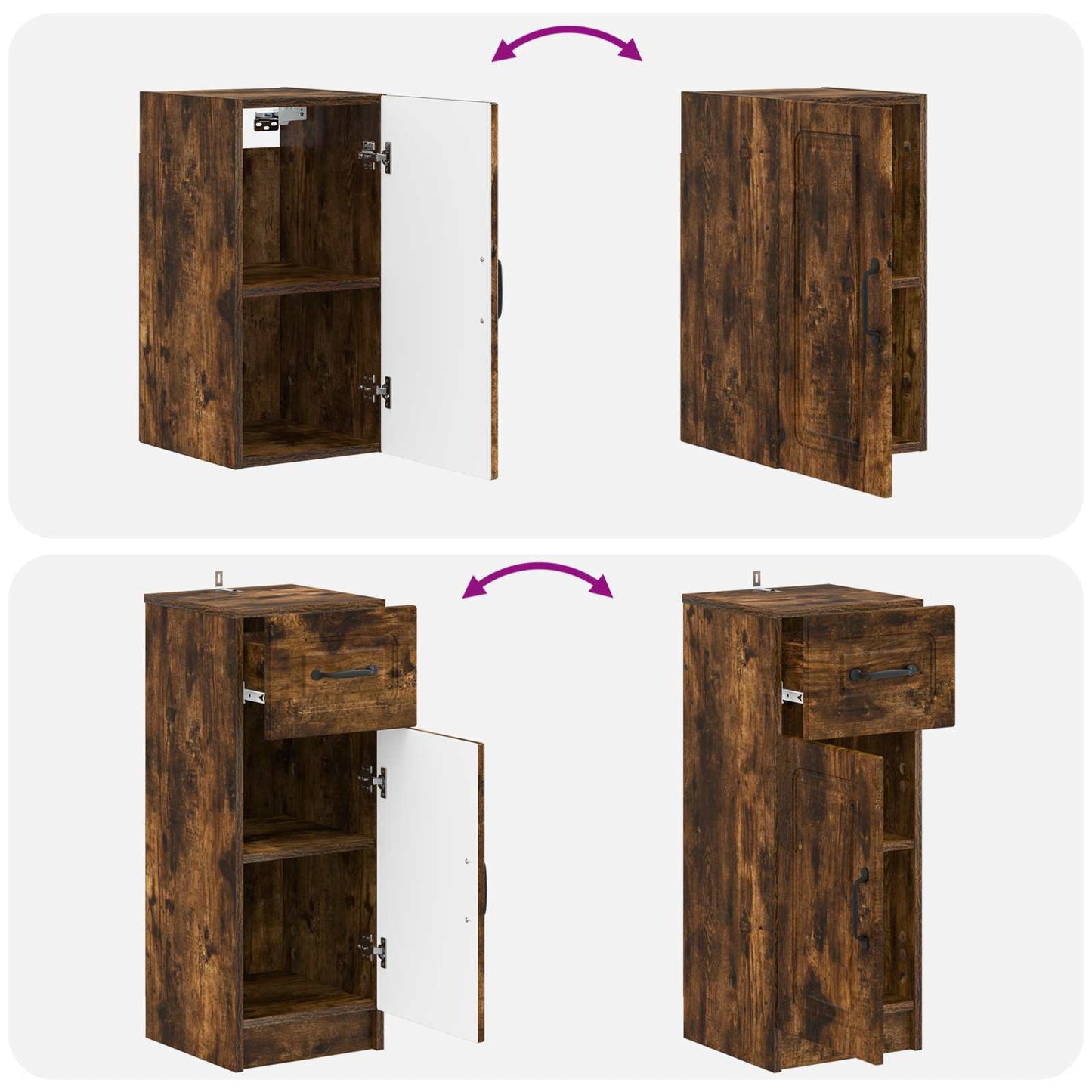 Set di Mobili da Bagno da 4 Pezzi UTRECHT Rovere Fumo | homemem39