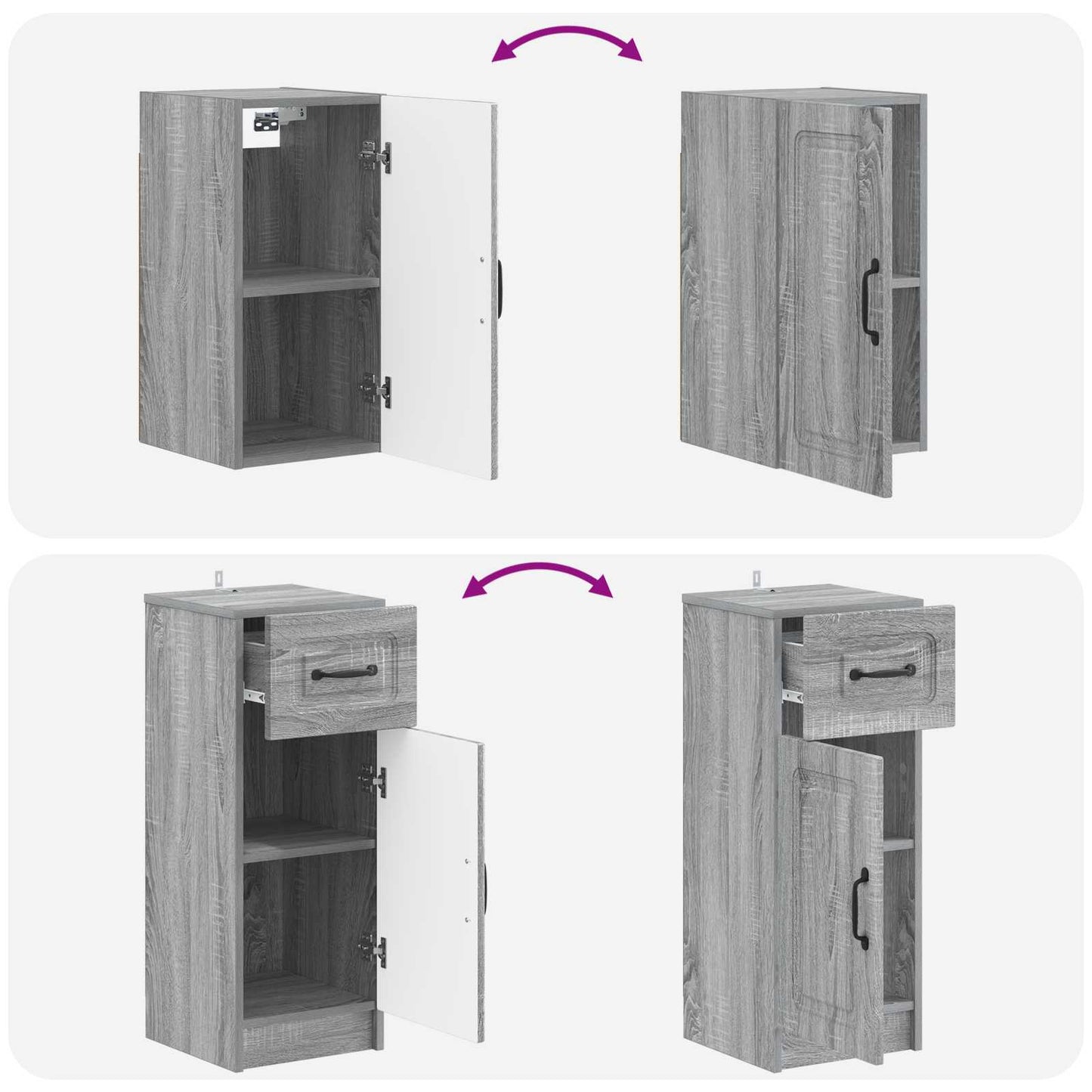 Set di Mobili da Bagno da 4 Pezzi UTRECHT Sonoma grigio | homemem39