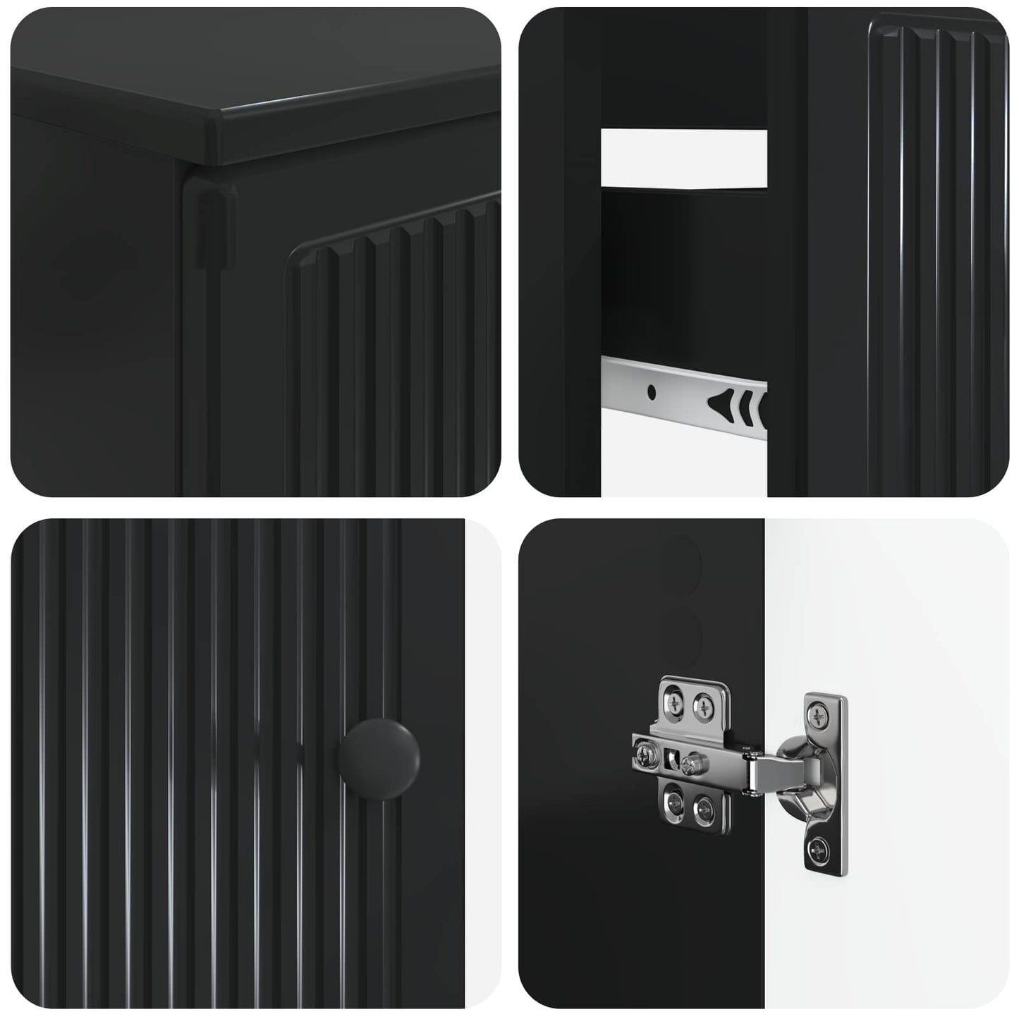 Set di Armadi da Bagno da 2 Pezzi EDE Nero Legno ingegnerizzato | homemem39