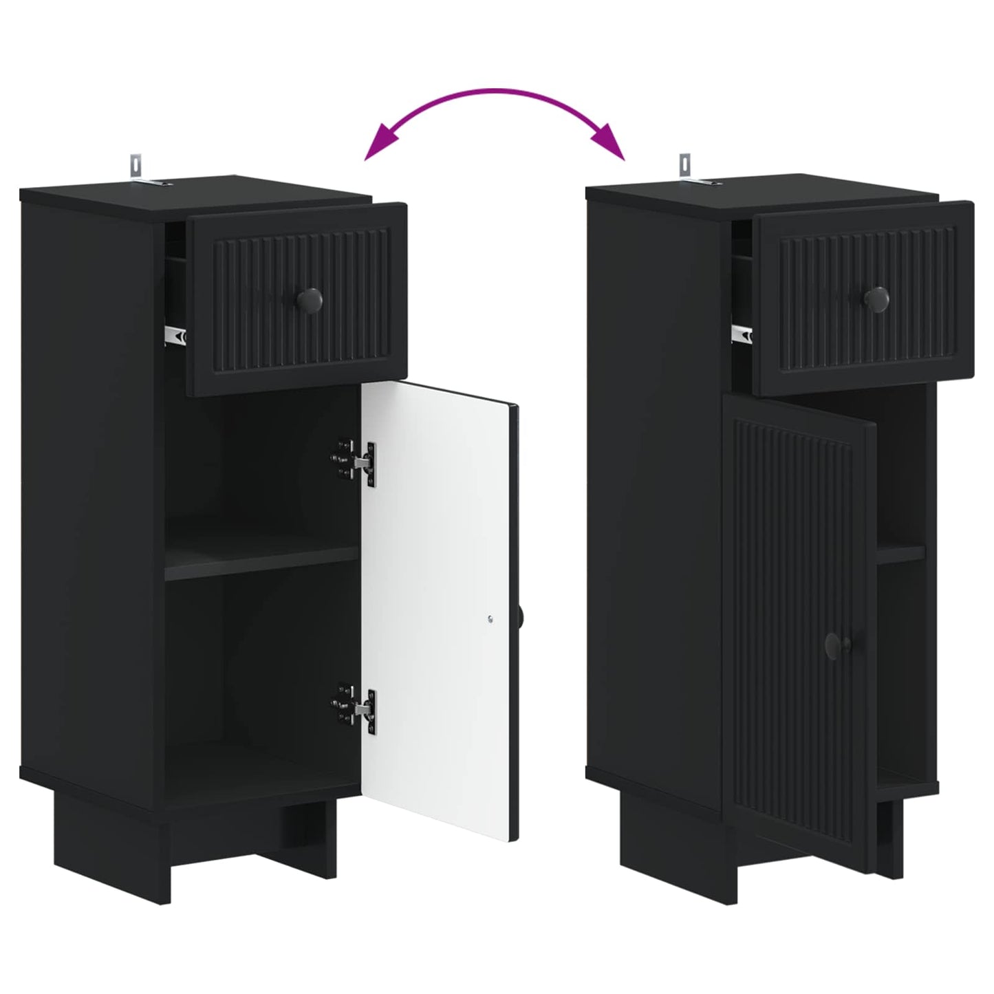 Set di Armadi da Bagno da 2 Pezzi EDE Nero Legno ingegnerizzato | homemem39