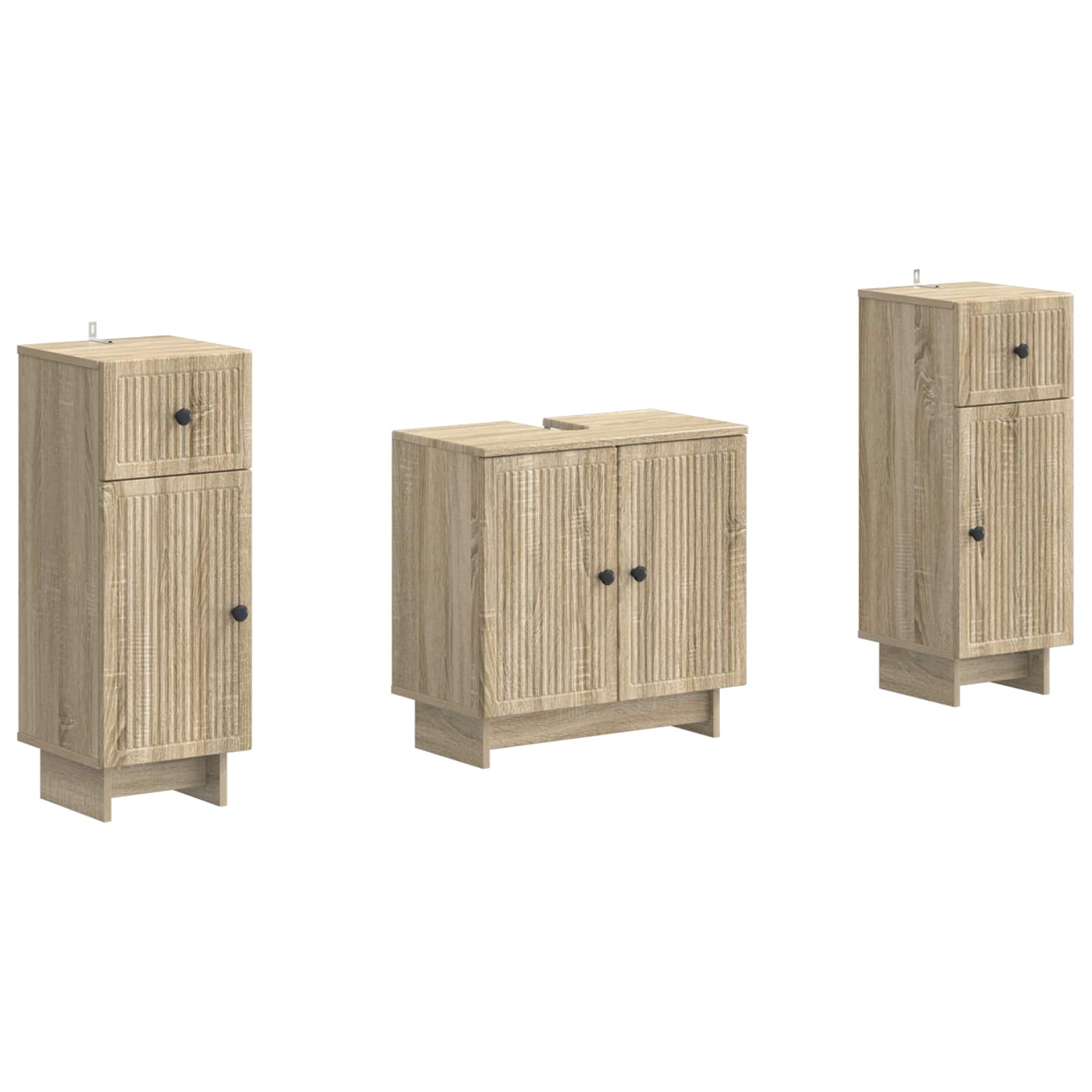 Set di Armadi da Bagno da 2 Pezzi EDE Rovere Sonoma | homemem39