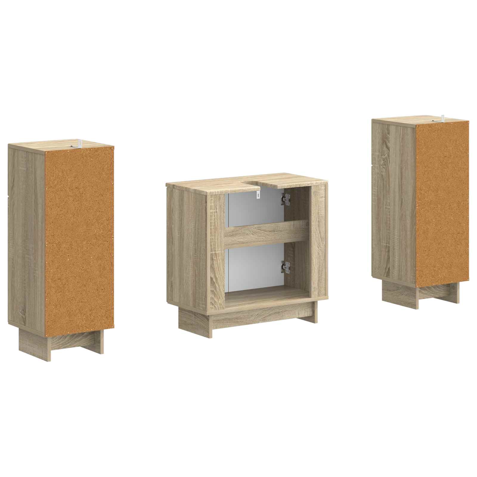 Set di Armadi da Bagno da 2 Pezzi EDE Rovere Sonoma | homemem39