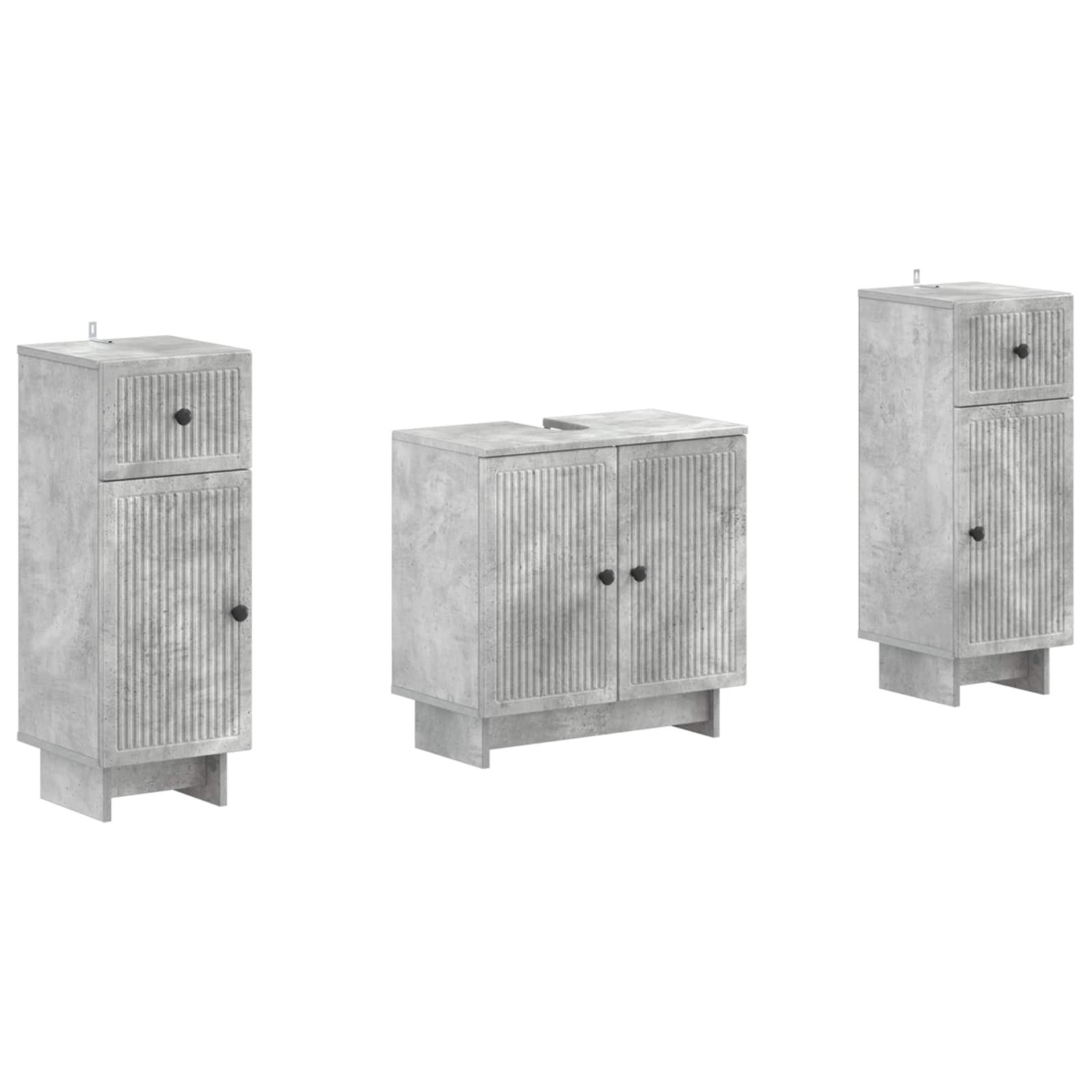 Set di Armadi da Bagno da 2 Pezzi EDE Grigio Cemento | homemem39