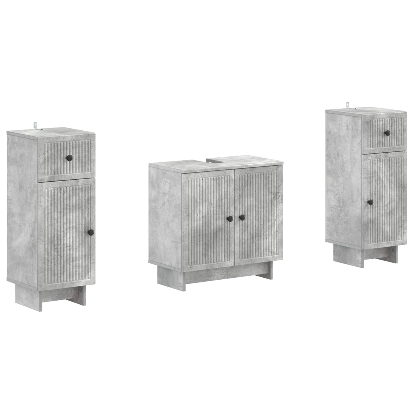 Set di armadietti da bagno in 3 pezzi EDE Grigio Cemento