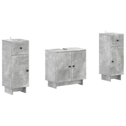Set di armadietti da bagno in 3 pezzi EDE Grigio Cemento