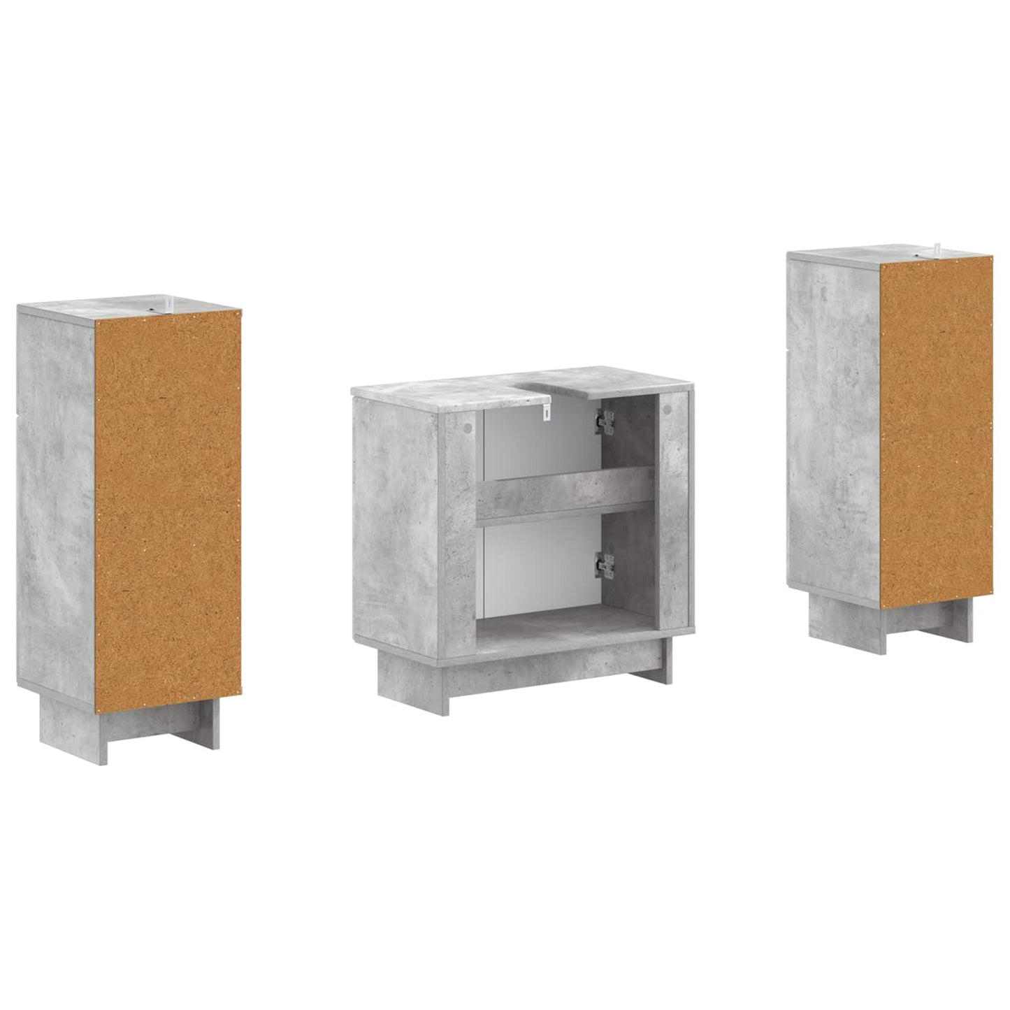 Set di Armadi da Bagno da 2 Pezzi EDE Grigio Cemento | homemem39
