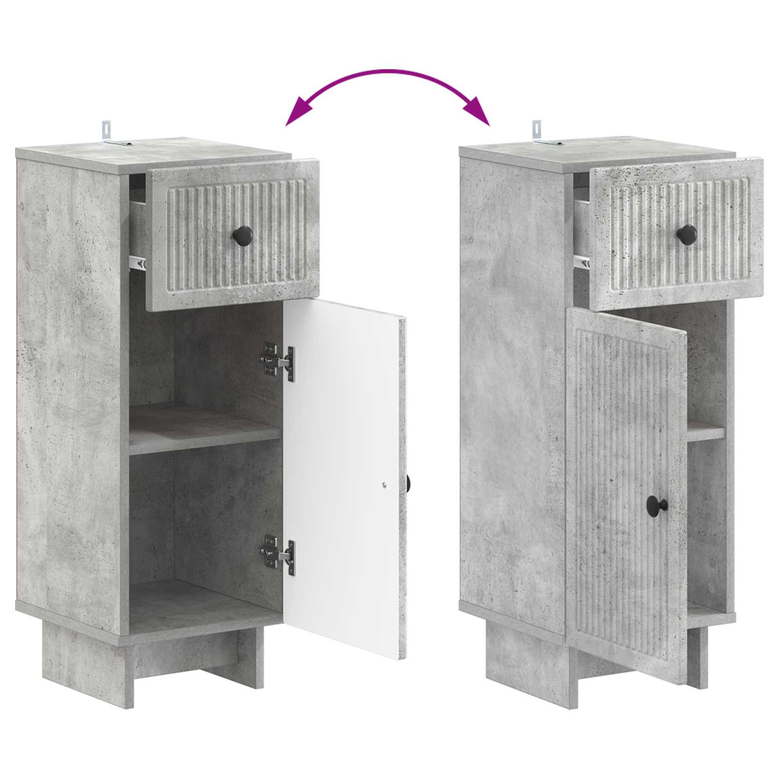 Set di Armadi da Bagno da 2 Pezzi EDE Grigio Cemento | homemem39