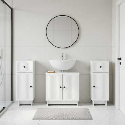 Set di armadietti da bagno in 3 pezzi EDE Bianco Lucido